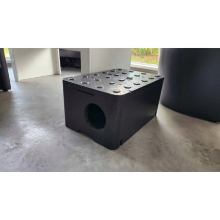 Czarny domek dla kota Piocelan 60x40x30 - Ciepła budka na zimę