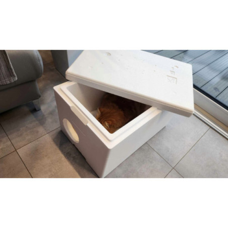 Zimowy Domek dla Kota Styropianowy KOT+RING 58x38x37cm | O-fish