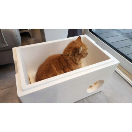 Zimowy Domek dla Kota Styropianowy KOT+RING 58x38x37cm | O-fish