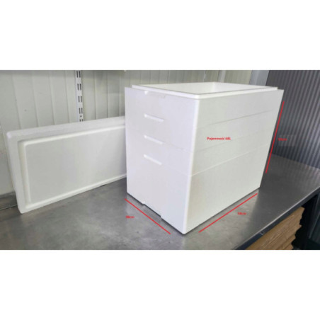 Termobox TB205 + 3 RING 68L - Styrobox 58x38x53 cm, 4 cm ścianka | O-fish.pl